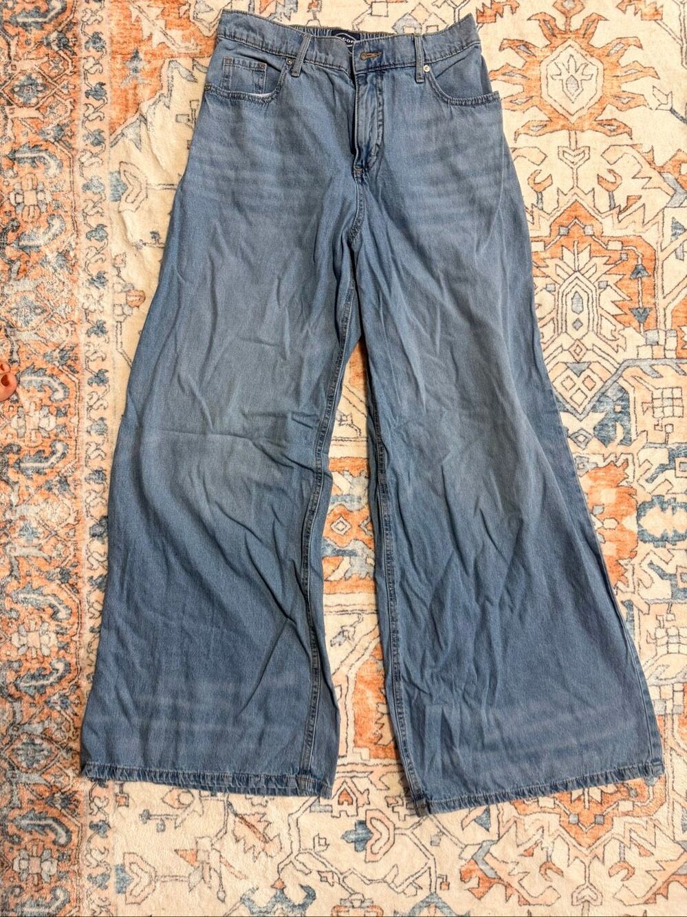 Scoop High Rise Wide Leg Denim Jeans Light Blue Wash Women's Size 2
